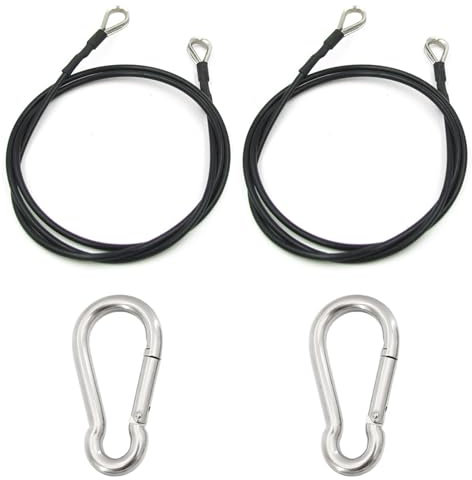 Buaak Cavo di prolunga per palestra, accessori per palestra domestica, accessori per palestra, corda per tricipiti, 2 cavi da 2 mm in acciaio rivestito in gomma 304 e 2 moschettoni M6 per fitness,