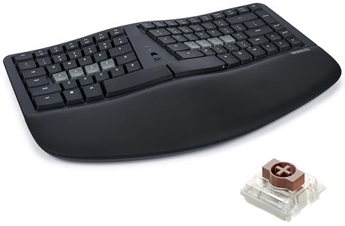 KINESIS mWave Ergonomic Keyboard for PC (Black) | Mechanical Switches | Bluetooth & USB | Programmable | Backlit | Windows Modifiers & Hotkeys