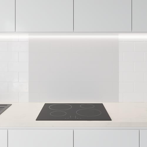 Rückwand24 Spritzschutz Küchenrückwand - Glasrückwand zum Küchenfliesen überkleben, Wandschutz Küche ohne Bohren, Nischenverkleidung Herd Milchglas 60 x 40 x 0,6 cm