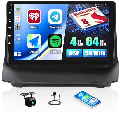 8 Core 4G+64G Android 15 Car Stereo for Ford Fiesta 2009-2014 Wireless CarPlay Android Auto 9 Inch Touch Screen Bluetooth 5.1 GPS Sat Nav 5G WiFi DSP FM/RDS SWC AHD Reverse Camera