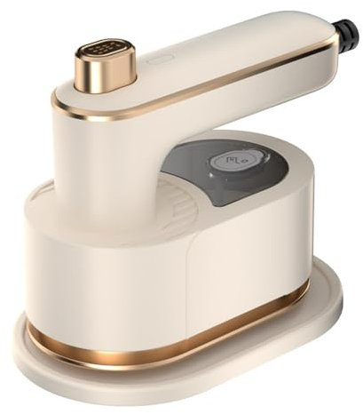 Portable Mini Handheld Steam Iron: 180° Rotatable Compact Travel Size Mini Steamer for Clothes Professional 2 in 1 Dry and Wet Ironing,for Home Travel College (Beige)