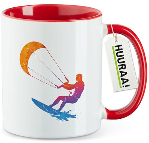 Huuraa Mug Kitesurfing Gift Teacup Red 330ml Kitesurfing Present