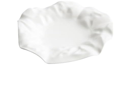 PBHYDFN Platos de Cena Platos Plisados de cerámica Blanca con Forma Comercial Platos fríos para restaurantes de hoteles Platos Poco Profundos Vajilla artística Especial Platos para ensaladas