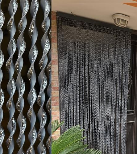 BricoShopping® Tenda moschiera Mod.A a fili in pvc regolabile Zanzariera per porta finestra esterna ingresso balcone camper filo ANTIMOSCHE 4 misure (15 (Antracite), 130L x 240A cm (1 Pannelli))