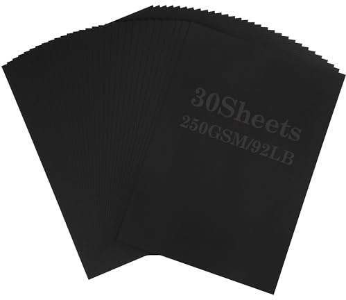 30 Blätter Schwarzer Kartonb Baupapier A4 Größe 250gsm/92lb | PENPRIS Doppelseitiges Schweres Kartonpapier Für Drucker, Zeichnen, Karten, Speisekarten PAC09BKA430