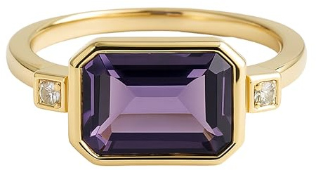 Amethyst Art Deco Sterling Silber Ring Natürlicher Edelstein - Geburtstagsgeschenk Weihnachtsgeschenk Handgefertigte Geschenkideen für Frauen