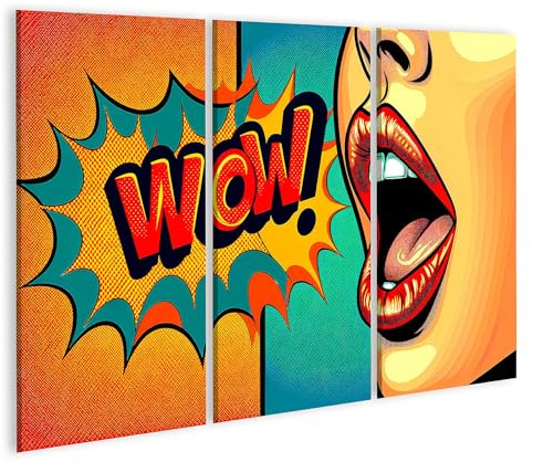 islandburner Prime Bild auf Leinwand Wow Pop Art Comic Stil - Leinwand 130x80cm - 3 Teile