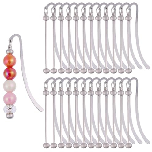 GLOBLELAND 25 Stück Lesezeichen Antik Silber Metall Lesezeichen Haken Bookmark Perlen Haarnadelhaken Lesezeichen Basteln Perlen Für DIY Handwerk Lehrer Buchliebhaber Männer Frauen Liebhaber