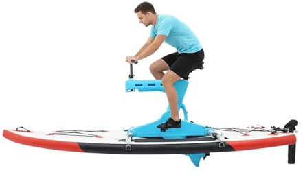 OUKANING Aufblasbares Wasserfahrradboot Seefahrrad, Tretboot Kajak-Fahrrad Set, Wasser Bike mit Alu-Rahmen, 100KG Kapazität, Verstellbaren Fußrasten und Luftventil für Einfache Lagerung