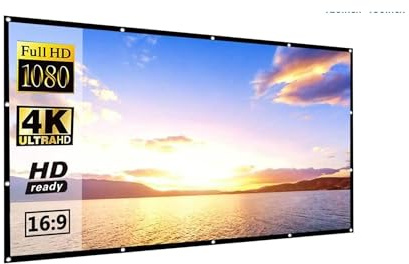 Projection Screens, 16:9 Portable Black Border With Holes Metal Projector Screen Curtain 80-150 Inch Home Outdoor Office HD Projector Screen(120 inch)