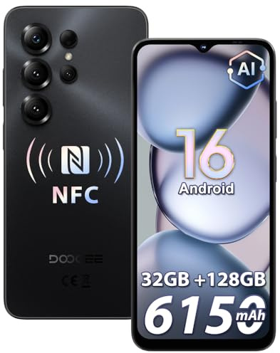 DOOGEENEXT Note 56 X Pro 4G Android 16 Mobile Phones,6.56 HD+90Hz,6150mAh 10W,32GB+128GB/2TB Smartphone,13MP+8MP,UNISOC T7225,Dual SIM Free Unlocked Mobile Phones,Widevine L1/NFC/Face ID/OTG Black