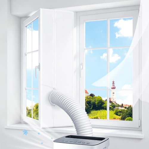 Coicok Guarnizione Universale per Finestre, Compatibile con Condizionatori d’Aria Portatili, Design Regolabile fino a 400CM, Design impermeabile, kit finestra condizionatore portatile con Zip
