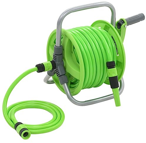 Runheo Enrouleur de tuyau d'arrosage 20 + 2 m avec support mural crochet rangement jardin terrasse extérieur robinet flexible canalisation organisation outil quincaillerie
