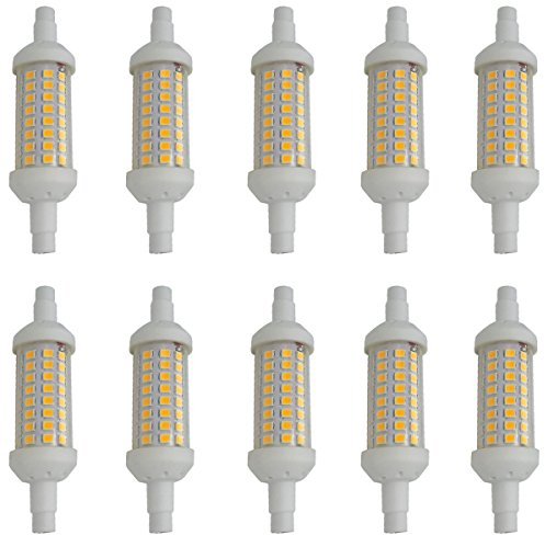 Aoxdi 10 Stück R7s LED Leuchtmittel 78mm 5W, Warmweiß, 64 SMD 2835 LED Strahler Lampen 5W, AC220-240V