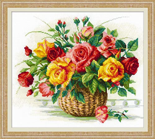 Riolis Stickbild-Set Kreuzstich Korb mit Rosen, Zählmuster
