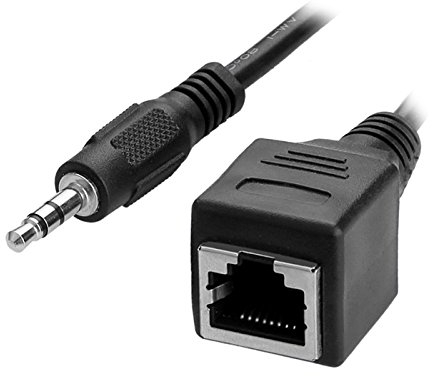 F59 3,5mm TRS Klinkenstecker auf RJ45 Buchse Audio Adapter – Passiver Ethernet Kabel Adapter für Audioübertragung, 30 cm