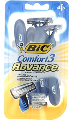 BIC Comfort 3 Advance Rasierer, Einweg, Metall, Klassisch, Herren, 4 Stück (10 Stück)