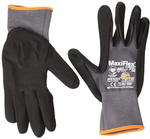 ATG 34-874 MaxiFlex Ultimate Montagehandschuhe, 5 x grau/schwarz, 8, 5 Paar
