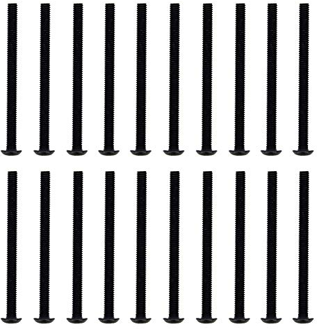 MroMax Lot de 50 vis M4 x 50 mm à tête cylindrique en acier au carbone Noir