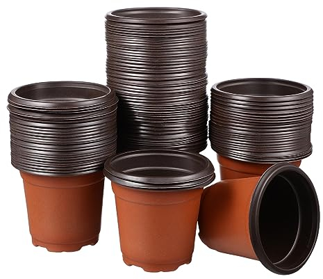 Yardwe Small Nursery Pots Plastic Flower Pot: 3.5 inch Plant Seeding Pots Mini Plant Containers Seed Starting Pots for Garden Flower Fruit Vegetable Growing, 100PCS
