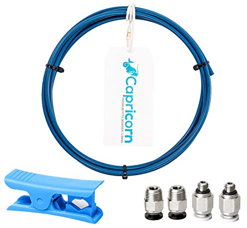 Capricorn Bowden PTFE Schlauch Teflonschlauch 1,75mm XS 1 Meter mit Rohrschneider, 2 Stück PC4-M6+2 Stück PC4-M10 Pneumatik Verbinder Fittings für Ender 3 V2/Pro,Ender 5 Series,CR10 3D-Drucker