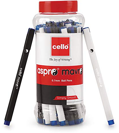 Cello Aspro Mavro Kugelschreiber | 25 Stück | BlueBall Stifte | Glatte Kugelschreiber | Langlebige Kugelschreiber | Edle und stilvolle Kugelschreiber | Kugelschreiber für schnelles Schreiben