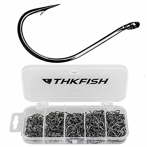 THKFISH 500PCS Angelhaken Angelzubehör Offset Haken Set Angelzubehör Set Wurmhaken Wallerangeln Dropshot Haken