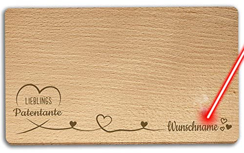 Frühstücksbrett mit Name gravieren - Lieblings-Patentante - Geschenk für die beste Patentante, Weihnachten, Geburtstag - Holzbrett Buche, personalisiert, Lasergravur
