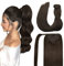 DOORES Pferdeschwanz Haarteil, Helles Dunkel Braun 35cm 75g, Ponytail Extension Gerade Extensions Zopf Clip in Wickeln Sie um Remy Ponytail Echthaar Glattes Magic Paste