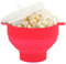 Bol à pop-corn au micro-ondes Machine à pop-corn en silicone Pop-corn pliable avec couvercle transparent et poignée 2 à 4 minutes de fabrication rapide pour le pop-corn à faire soi-même(Rose rouge)