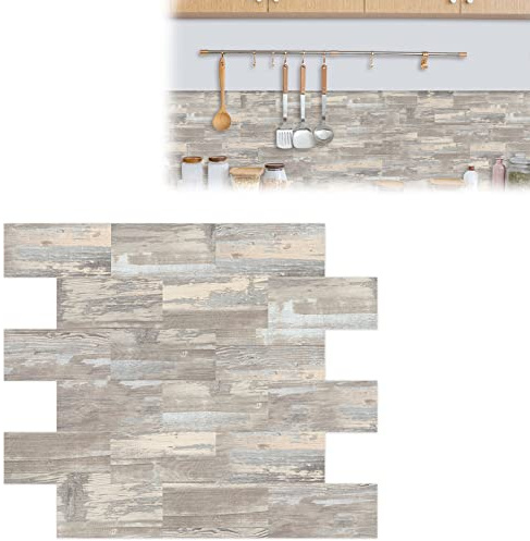 Aufun Tile Autocollants 30cm x 30cm,10 pièces de cuisine de salle de bain métro carreau en PVC Adhésif avec auto-adhésif étanche à carreaux de murs décor(Type B)