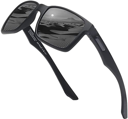 JIM HALO Polzrized Sport Sonnenbrille Männer Frauen, Recycelte Sonnenbrille für Laufen Angeln Radfahren Fahren Schwarz/Grau