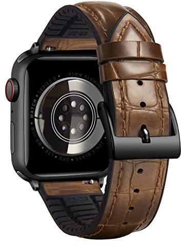 BINLUN Compatible con Apple Watch 49mm 46mm 45mm 44mm 42mm 41mm 40mm 38mm Patrón de Cocodrilo Cuero y Silicona Híbrido Correa de Repuesto Compatible con iWatch Ultra SE Series 11/10/9/8/7/6/5/4/3/2/1
