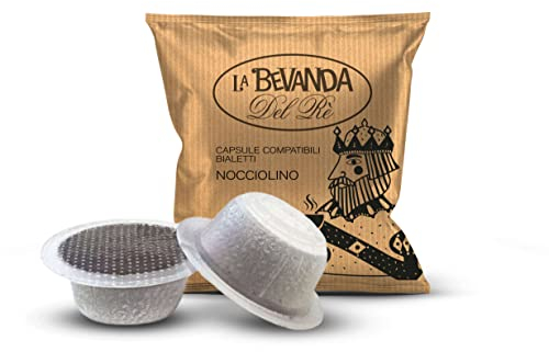 La Bevanda del Re - 50 Capsule Compatibili Per Bialetti Tutte Le Macchine, NOCCIOLINO Compatibili Per Bialetti Macchina Caffe, Compatibili Capsule, Capsula da 7G, 350G