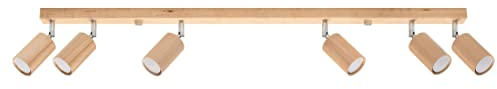 Licht-Erlebnisse Deckenstrahler Holz 120 cm lang 6-flammig schwenkbar groß GU10 Deckenlampe Wohnzimmer Esszimmer Küche