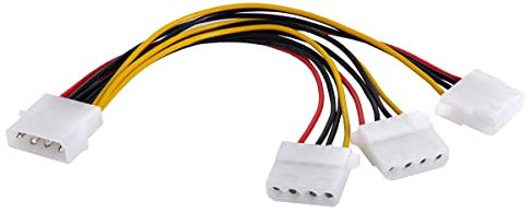 CY 4Pin Stromkabel IDE 4pin Disk Power Stecker zu drei 4Pin weiblichen Splitter Y 1 zu 2 Verlängerungskabel 12V+5V