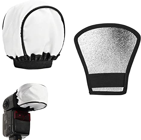 Blitz Diffusor Silber, Flash Diffuser, Universal Blitz Diffusor, Mini Blitz Reflektor Silber, 2 in 1 Blitz Reflektor, Universal Stoff Diffusor, Leichter Speedlite-Softbox-Diffusor, 2 Stück