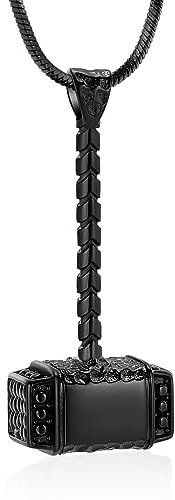 Minicremation Mjolnir Collana con urna a martello di Thors per ceneri da uomo, gioielli cremazionali celtici nordici vichinghi, gioielli per donne, ricordo commemorativo, Acciaio inossidabile