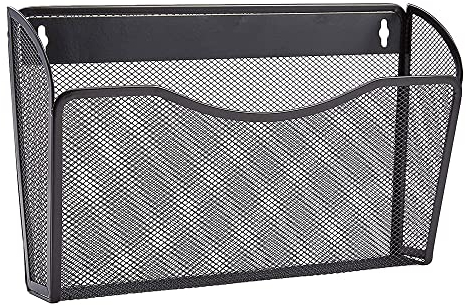 1PCS Wand Ordner Datei Brief Tasche Halter, Wand Datei Halter Post Magazin Organizer Single Slot Wandhalterung für Büro Schule Zuhause Schwarz