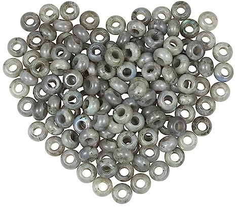 mookaitedecor 20pcs 14mm Round Large Hole Stone Beads for Jewellery Making | Healing Crystal Stone Beads for Crafting, 6mm Hole Loose Beads for European Bracelet Macrame DIY Projects, Labradorite