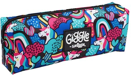 Smiggle Giggle Single Pocket Soft Pencil Case (Handy/Unicorn Black Mix)