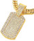 COOLSTEELANDBEYOND Dog Tag Iced Out Anhänger Pave Strass Herren Damen Halskette, Goldfarbener, Bling Bling Rapper Schmuck