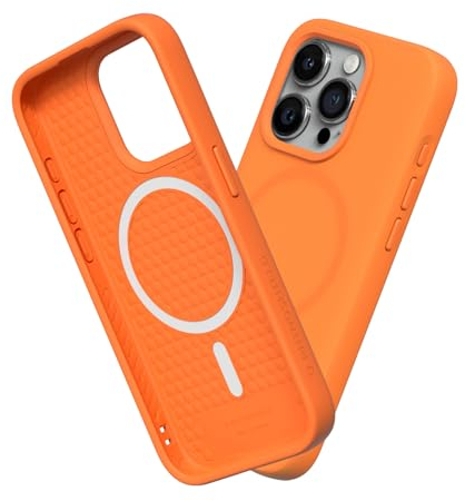 RhinoShield Case kompatibel mit [iPhone 15 Pro Max] | SolidSuit - MagSafe-kompatibel -Stoßdämpfende & schlanke Schutzhülle mit Premium Finish - 3.5 Meter Fallschutz - Orange