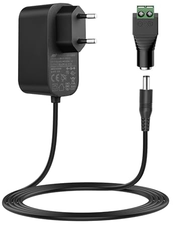 Lonnky 12V 3A Netzteiladapter für CCTV-Kamera, LED Streifen Licht, 5,5 x 2,1mm DC Buchse Steckverbinder, Universelles Netzteil mit 1,8M Kabel, Schwarz