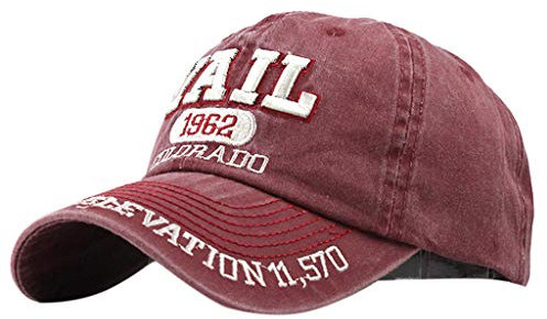 chhoioia Strandvisier-Hut, Denim-Stickerei, modischer Hut, lässiger Buchstaben, Baumwolle, Baseballkappe, Foto-Visier, rot, Einheitsgröße