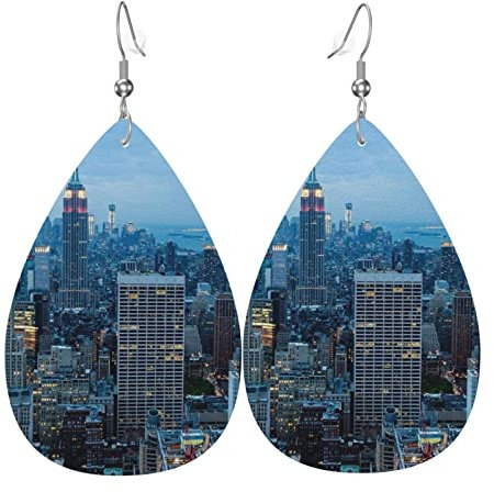 New York Fashion City Ohrringe für Damen Ohrringe Leder Ohrringe für Mädchen, Neuheit Teardrop Ohrringe, stilvoll und schön., Einheitsgröße