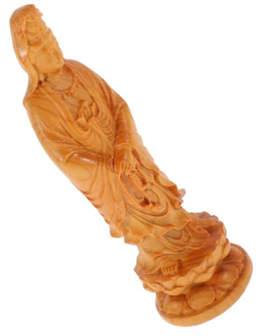 RORPOIR Guanyin Bodhisattva-Statue Chinesische Buddha-Statue Guanyin Göttin Der Barmherzigkeit Buddha-Statue Aus Geschnitztem Holz Buddha-Statue Aus Holz China Rosenkranz Hölzern Büro