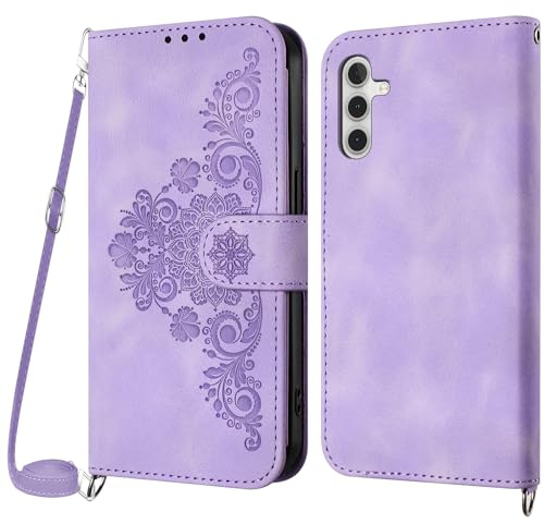 Netany Cover per Samsung Galaxy M34 5G / F34 5G con Cordino, Flip Portafoglio Custodia in Pelle, [2 Porta Carte][Chiusura Magnetica],Custodia Libro Cover con Laccio per Samsung M34 5G/F34 5G (Viola)