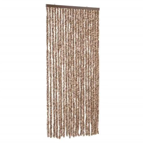 vidaXL Rideau Anti-mouches, Store Anti-insectes avec Crochet, Rideau de Porte Longueur et Largeur Réglables, Beige et Marron Foncé 90x220 cm Chenille
