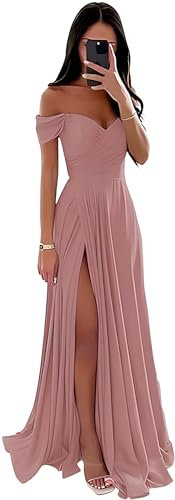 SWEMILE Robe Baptême Blanche Plissée pour Bal, Mariage, Cérémonie, Fête - Cocktail à Manches en Satin pour Soirée Femme - Asymétrique Légère Fluide Eté à Volante - Rose Cendré Taille 44